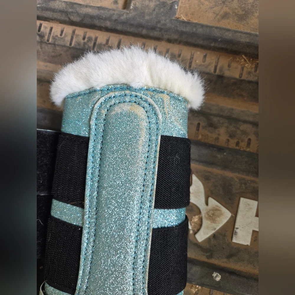 Equestroom Brushing Boots - Blue Glitter! - Picture 8 of 9